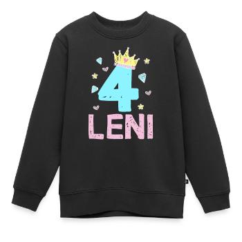 4. Geburtstag Leni Prinzessin Krone 4 Jahre - Kinder Premium Organic Sweatshirt - Schwarz - Vorne - AI Model Kid Female (0cm)