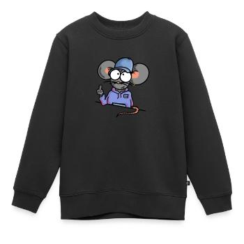 Souris montre le majeur - Sweat Premium enfant bio - noir - Devant - AI Model Kid Female (0cm)