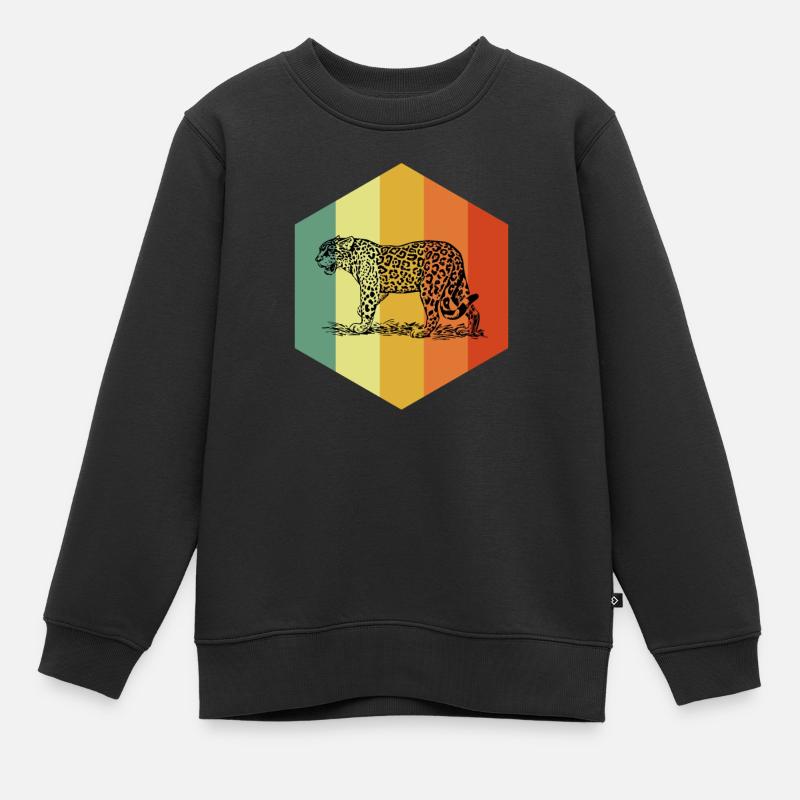 LEOPARD Retro Leopard Tshirt - Kinder Premium Organic Sweatshirt - Schwarz