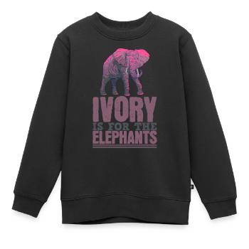 Eléphant Vie Ivoire - Sweat Premium enfant bio - noir - Devant - AI Model Kid Female (0cm)