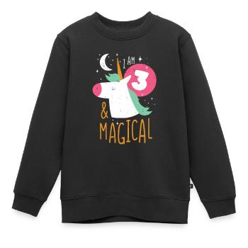 3ème anniversaire Licorne - Sweat Premium enfant bio - noir - Devant - AI Model Kid Female (0cm)