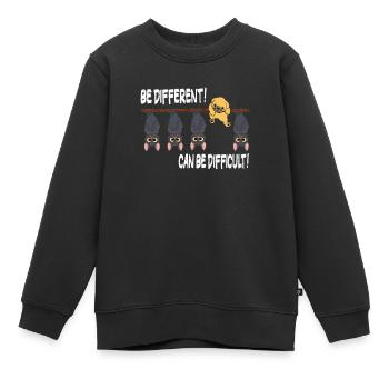 Doux chien chauve-souris Be different Sois différent - Sweat Premium enfant bio - noir - Devant - AI Model Kid Female (0cm)