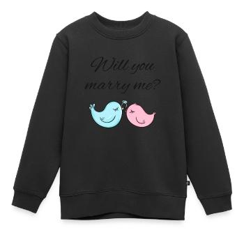 Demande de mariage - Sweat Premium enfant bio - noir - Devant - AI Model Kid Female (0cm)
