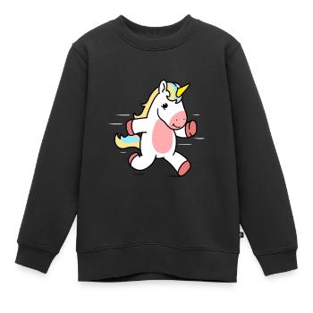 Licorne en courant - Sweat Premium enfant bio - noir - Devant - AI Model Kid Female (0cm)
