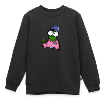 Tortue avec un majeur cap - Sweat Premium enfant bio - noir - Devant - AI Model Kid Female (0cm)