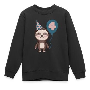 4. Geburtstag 4 Jahre alt Faultier - Kinder Premium Organic Sweatshirt - Schwarz - Vorne - AI Model Kid Female (0cm)