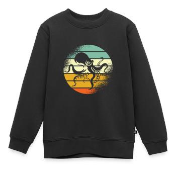 Poulpe rétro poulpe - Sweat Premium enfant bio - noir - Devant - AI Model Kid Female (0cm)