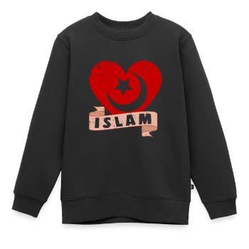 Islam Coeur Musulman Allah Dieu Religion Mosquée Cadeau - Sweat Premium enfant bio - noir - Devant - AI Model Kid Female (0cm)
