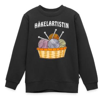 WOLLE HÄKELARTISTIN - Kinder Premium Organic Sweatshirt - Schwarz - Vorne - AI Model Kid Female (0cm)