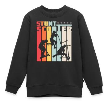 Stunt Scooter Roller Rollerfahrer Retro Style - Kinder Premium Organic Sweatshirt - Schwarz - Vorne - AI Model Kid Female (0cm)