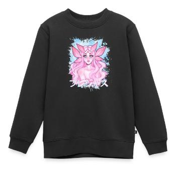 Anti social Japonais Sort Anime - Sweat Premium enfant bio - noir - Devant - AI Model Kid Female (0cm)