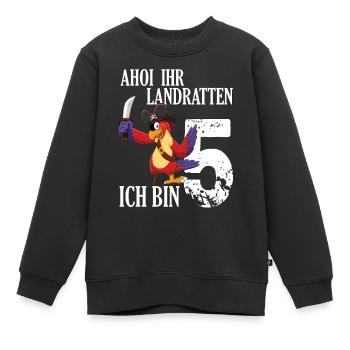 Piraten Geburtstag 5 Jahre Alt Geburtstagsparty - Kinder Premium Organic Sweatshirt - Schwarz - Vorne - AI Model Kid Female (0cm)