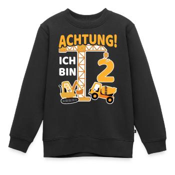 2. Geburtstag Baustelle Bagger Kran Geschenk Junge - Kinder Premium Organic Sweatshirt - Schwarz - Vorne - AI Model Kid Female (0cm)