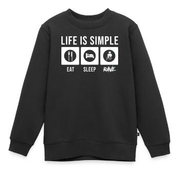 Rave Raver Techno Electro Musique - Sweat Premium enfant bio - noir - Devant - AI Model Kid Female (0cm)