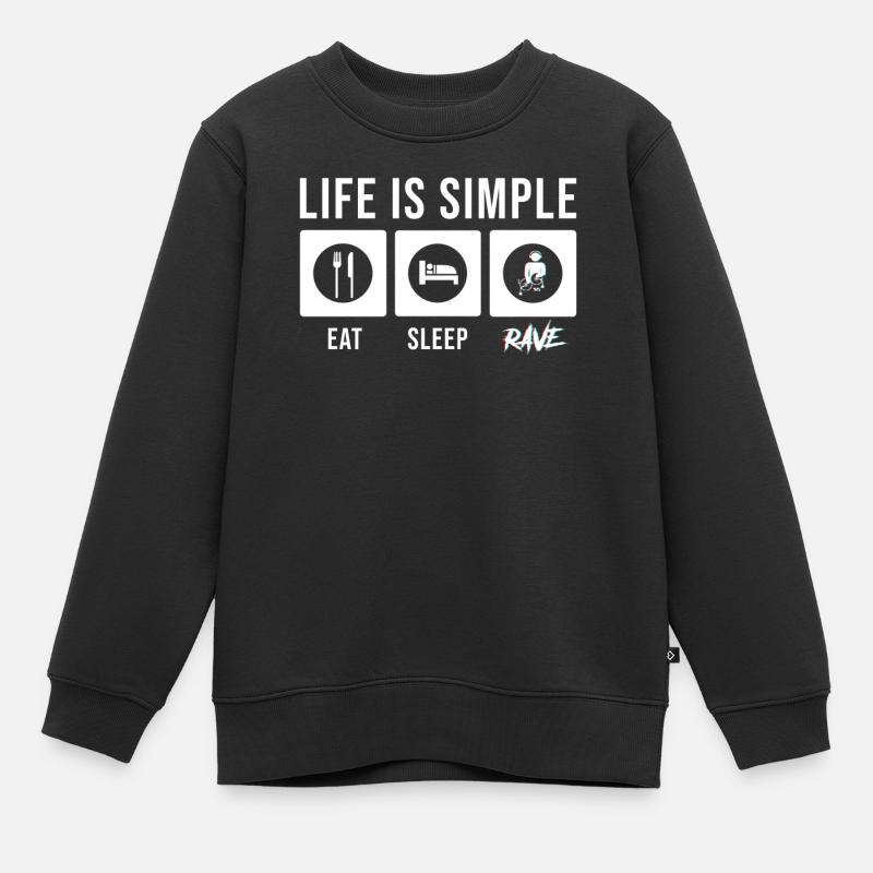 Rave Raver Techno Electro Musik - Kinder Premium Organic Sweatshirt - Schwarz