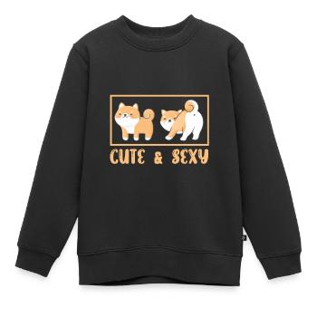 Cadeau mignon d’animal familier de chiot de chien japonais de Shiba Inu - Sweat Premium enfant bio - noir - Devant - AI Model Kid Female (0cm)