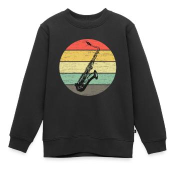 Saxophones - Sax Vintage - Kids Premium Organic Sweatshirt - black - Front - AI Model Kid Female (0cm)