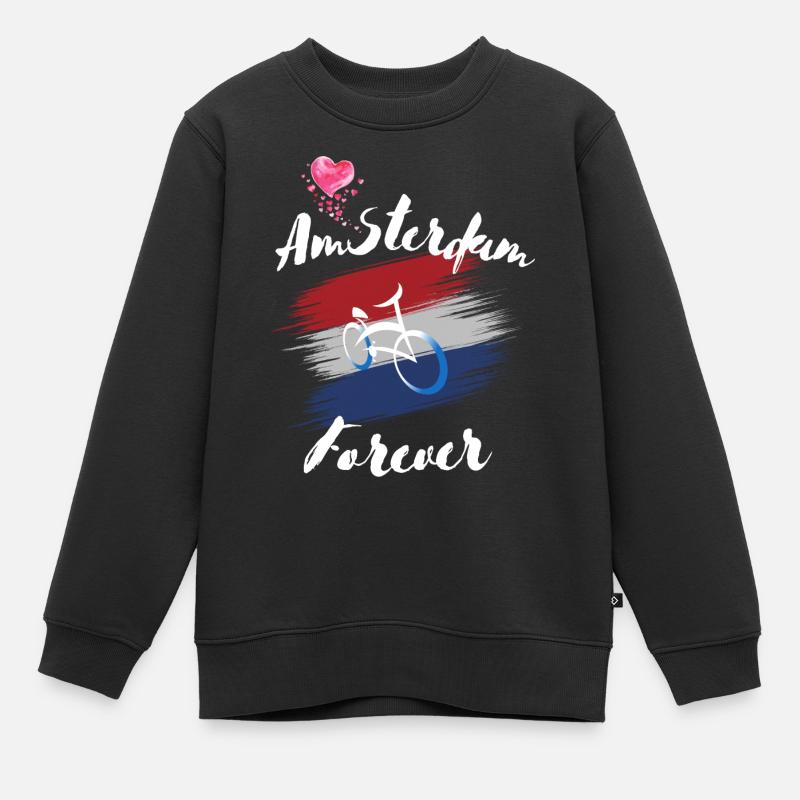 Amsterdam Forever - Sweat Premium enfant bio - noir