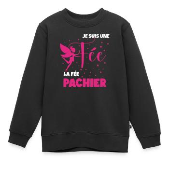 Je suis Une fée la fée PasChier - Sweat Premium enfant bio - noir - Devant - AI Model Kid Female (0cm)