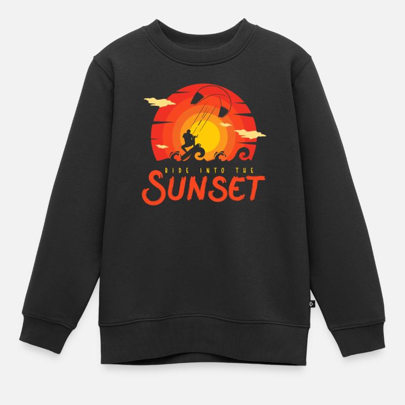 Kitesurf, Kitesurf Kitesurf, Kite, Kite, - Sweat Premium enfant bio - noir