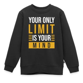 Motivation Mindset Phrase - Sweat Premium enfant bio - noir - Devant - AI Model Kid Female (0cm)