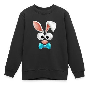 Pâques Joyeuses Pâques Œufs de Pâques Lapin Oreilles - Sweat Premium enfant bio - noir - Devant - AI Model Kid Female (0cm)
