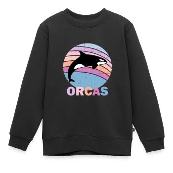 orques vintage retromammaldolphinsblack et whiteca - Sweat Premium enfant bio - noir - Devant - AI Model Kid Female (0cm)