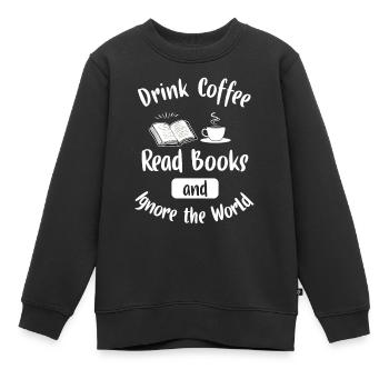 Livre - Sweat Premium enfant bio - noir - Devant - AI Model Kid Female (0cm)
