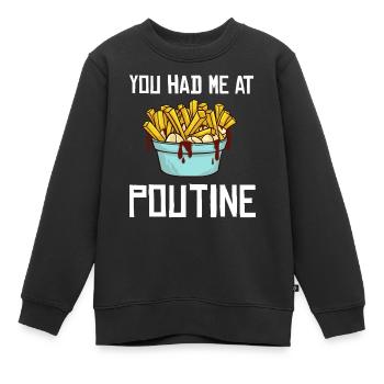 Poutine Frites Canada Recette de nourriture - Sweat Premium enfant bio - noir - Devant - AI Model Kid Female (0cm)