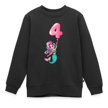 Enfants 4ème anniversaire sirène ballon 4 ans - Sweat Premium enfant bio - noir - Devant - AI Model Kid Female (0cm)