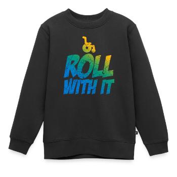 Fauteuil roulant Humour Handicap Handicap - Sweat Premium enfant bio - noir - Devant - AI Model Kid Female (0cm)