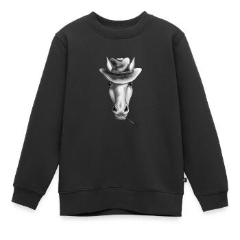Western Pferd mit Cowboyhut - Kinder Premium Organic Sweatshirt - Schwarz - Vorne - AI Model Kid Female (0cm)