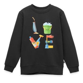 Design für Putzkräfte Reinigungspersonal Putzfrau - Kinder Premium Organic Sweatshirt - Schwarz - Vorne - AI Model Kid Female (0cm)