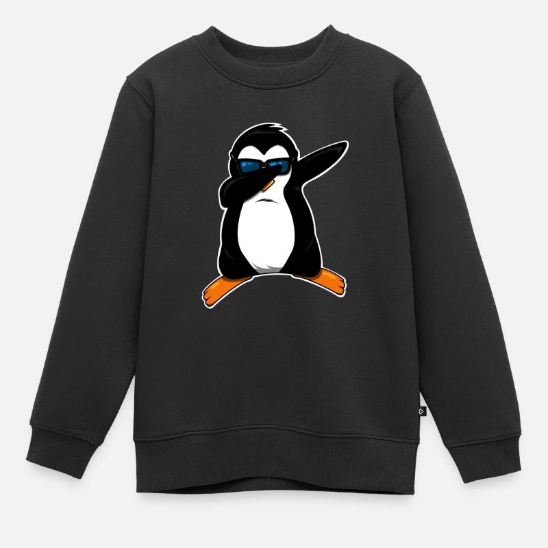 Dabbing Pinguin knuffig - Kinder Premium Organic Sweatshirt - Schwarz