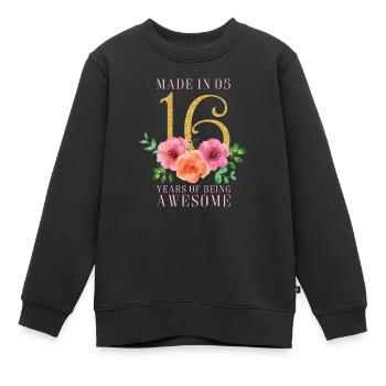 Sweet 16e anniversaire - Sweat Premium enfant bio - noir - Devant - AI Model Kid Female (0cm)