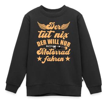 He just wants to ride a biker - Kids Premium Organic Sweatshirt - black - Front - AI Model Kid Female (0cm)