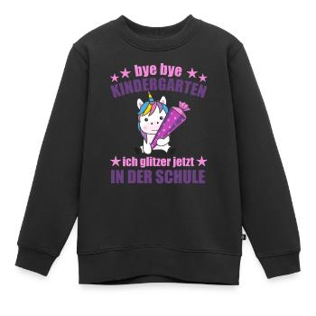 Einhorn Schule Einschulung Kindergarten Glitzer - Kinder Premium Organic Sweatshirt - Schwarz - Vorne - AI Model Kid Female (0cm)