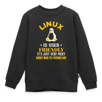 Linux Geek Coding Programmer Nerd - Kids Premium Organic Sweatshirt - black - Front - AI Model Kid Female (0cm)