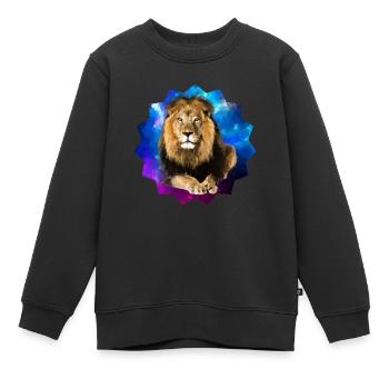 Lion - Sweat Premium enfant bio - noir - Devant - AI Model Kid Female (0cm)