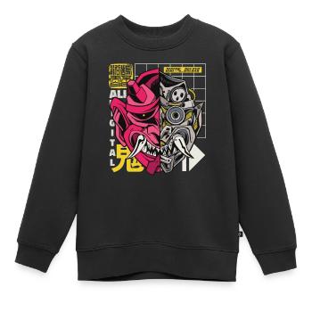 Oni démon japonais Cyborg - Sweat Premium enfant bio - noir - Devant - AI Model Kid Female (0cm)
