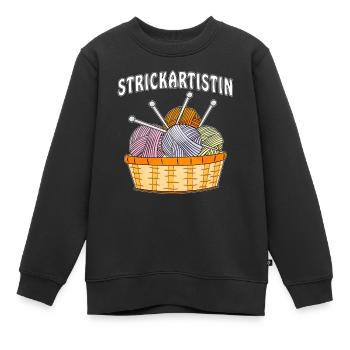 WOLLE STRICKARTISTIN - Kinder Premium Organic Sweatshirt - Schwarz - Vorne - AI Model Kid Female (0cm)