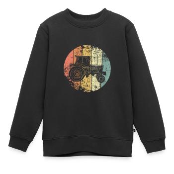 Tracteur Old School Agriculteur - Sweat Premium enfant bio - noir - Devant - AI Model Kid Female (0cm)