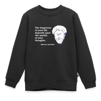 Marcus Aurelius citation philosophie philosophe Stoic - Sweat Premium enfant bio - noir - Devant - AI Model Kid Female (0cm)