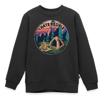 I hate People Distressed Vintage Retro Hass Hater - Kinder Premium Organic Sweatshirt - Schwarz - Vorne - AI Model Kid Female (0cm)