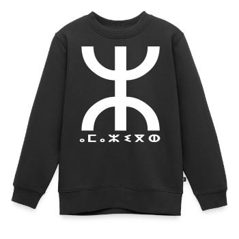 Amazigh Kabyle - Sweat Premium enfant bio - noir - Devant - AI Model Kid Female (0cm)