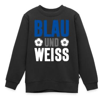 BLAU WEISS FUSSBALL VEREIN - Kinder Premium Organic Sweatshirt - Schwarz - Vorne - AI Model Kid Female (0cm)