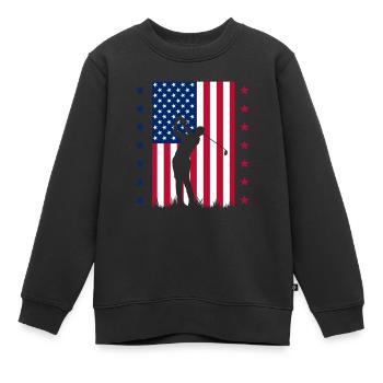 4 juillet, 4 juillet golf, golf américain, USA - Sweat Premium enfant bio - noir - Devant - AI Model Kid Female (0cm)