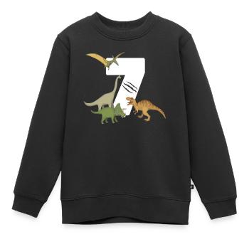 7th Birthday Children's Birthday Dino Dinosaur - Kids Premium Organic Sweatshirt - black - Front - AI Model Kid Female (0cm)