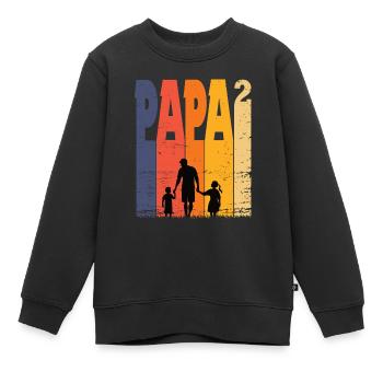 Papa Vater Ehemann Familienvater mit 2 Kinder Dad - Kinder Premium Organic Sweatshirt - Schwarz - Vorne - AI Model Kid Female (0cm)