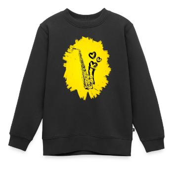 Saxophon - Kinder Premium Organic Sweatshirt - Schwarz - Vorne - AI Model Kid Female (0cm)